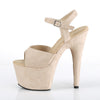 ADORE-709FS Plateau Sandaletten Beige Samt | Pleaser