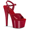 ADORE-709GP - Plateau High Heel Sandaletten - Rot mit Glitzer | Pleaser