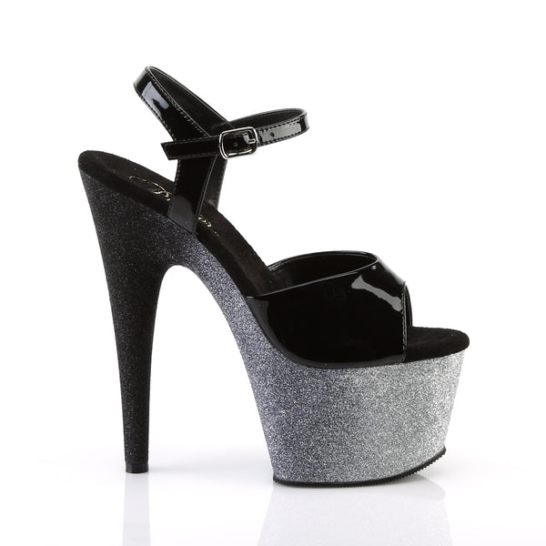 ADORE-709OMBRE Plateau Sandaletten Silber/Schwarz | Pleaser
