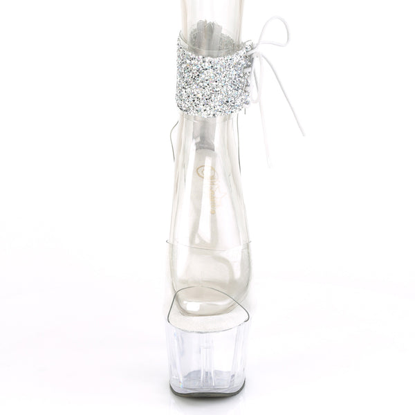 ADORE-724RS-02 Plateau Sandaletten - Weiss/Transparent | Pleaser
