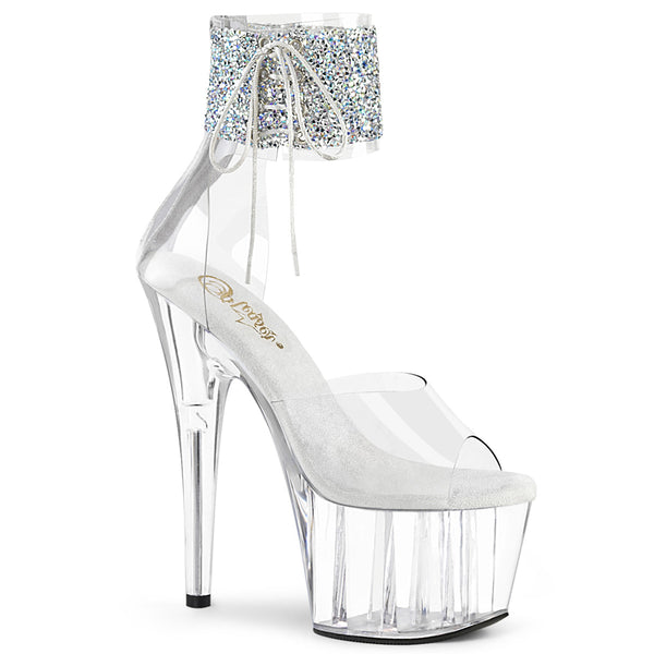 ADORE-724RS-02 Plateau Sandaletten - Weiss/Transparent | Pleaser