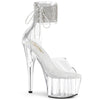 ADORE-724RS Plateau Sandaletten Silber/Transparent | Pleaser