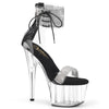 ADORE-727RS - Plateau High Heel Sandaletten - Schwarz/Transparent/Glitzer | Pleaser