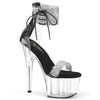 ADORE-727RS - Plateau High Heel Sandaletten - Schwarz/Transparent/Glitzer | Pleaser