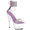 ADORE-727RS Plateau Sandaletten Transparent Violett Glitzer | Pleaser