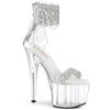 ADORE-727RS Plateau Sandaletten Silber/Transparent | Pleaser