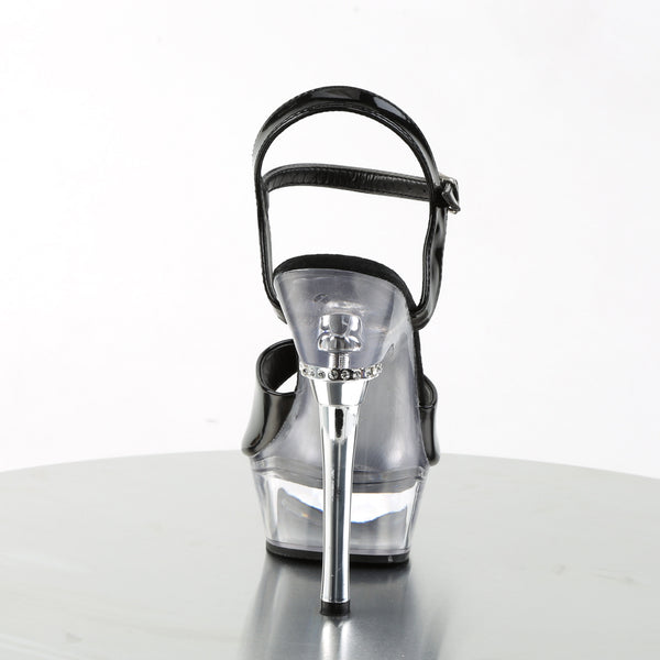 ALLURE-609 Plateau Sandaletten Schwarz/Transparent | Pleaser