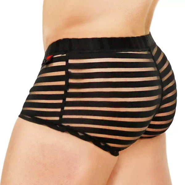Schwarze verführerische Boxer mit transparentem Design von TOF Paris – Ansicht 2