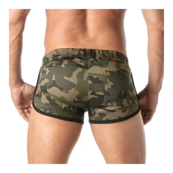 Olivgrüne sexy Mini Army Shorts mit knapper Passform von TOF Paris – Ansicht 3