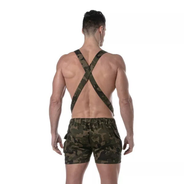 Olivgrüne knapp geschnittene Cargo Shorts im sexy Army Stil von TOF Paris – Ansicht 3