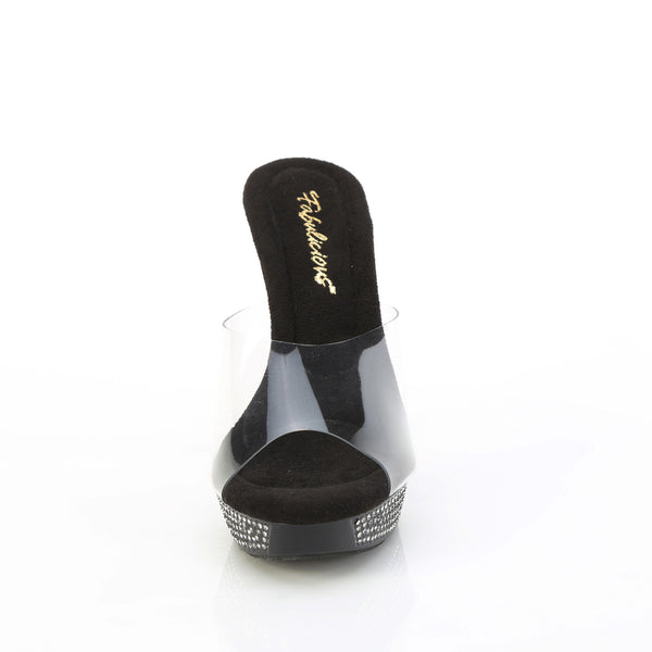 ATHENA-501 Plateau Pantoletten Schwarz Glitzer Strass von Fabulicious – Ansicht 2