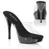 ATHENA-501 Plateau Pantoletten Schwarz Glitzer Strass von Fabulicious