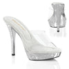 ATHENA-501 Plateau Pantoletten Silber Glitzer Strass von Fabulicious