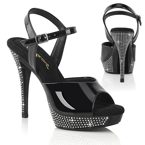 ATHENA-509 Plateau Sandaletten Schwarz Lack von Fabulicious