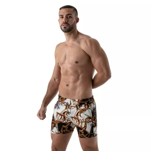 Gemusterte figurbetonte Shorts mit tiefem Bund und Push Up Effekt von TOF Paris – Ansicht 4