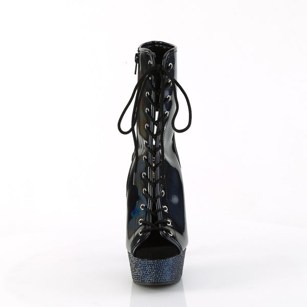 BEJEWELED-1016-6 Plateau Stiefeletten - Schwarz Lack von Pleaser – Ansicht 2