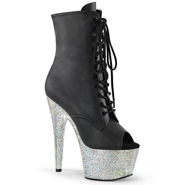 BEJEWELED-1021-7 Plateau Stiefeletten Schwarz Matt von Pleaser