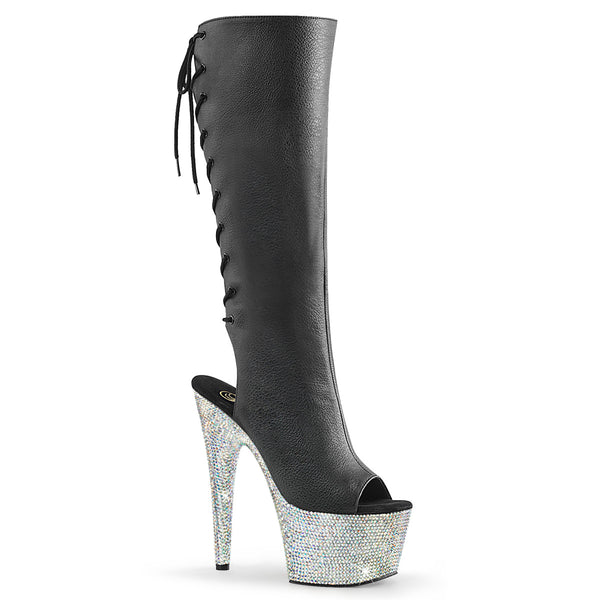 BEJEWELED-2018-7 Plateau Stiefel - Schwarz Matt von Pleaser