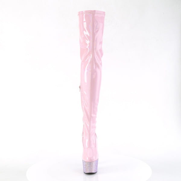 BEJEWELED-3000-7 Plateau Overknee Stiefel Rosa Glitzer Lack Holo Strass von Pleaser – Ansicht 2