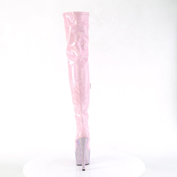 BEJEWELED-3000-7 Plateau Overknee Stiefel Rosa Glitzer Lack Holo Strass von Pleaser – Ansicht 4
