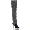 BEJEWELED-3017HG-RSF Overknee Plateau Stiefel mit Strass - Schwarz | Pleaser