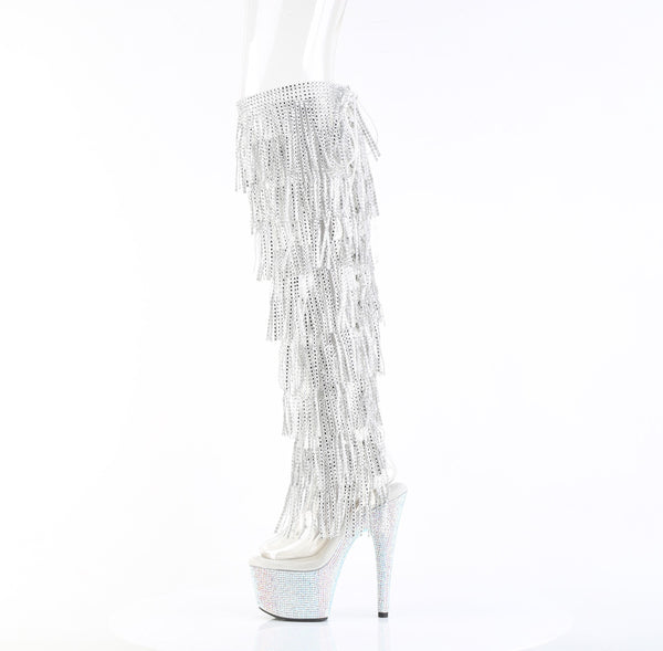 BEJEWELED-3019C-RSF- Overkneestiefel Silber | Pleaser