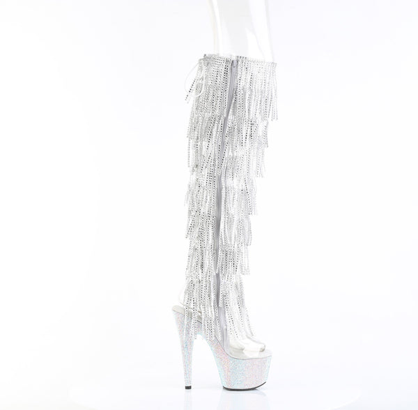 BEJEWELED-3019C-RSF- Overkneestiefel Silber | Pleaser