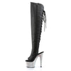 BEJEWELED-3019DM-7 Plateau Overknee Stiefel Schwarz | Pleaser