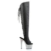 BEJEWELED-3019DM-7 Plateau Overknee Stiefel Schwarz | Pleaser
