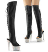 BEJEWELED-3019DM-7 Plateau Overknee Stiefel Schwarz | Pleaser