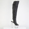 BEJEWELED-3019MS-7 Plateau Peeptoe Overknee Stiefel Schwarz Glitzer Schnürung hinten von Pleaser – Ansicht 5