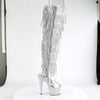 BEJEWELED-3019RSF-7 Plateau Overknee Stiefel Strass Silber | Pleaser