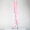BEJEWELED-3052HG-7 Plateau Overknee Stiefel Rosa Glitzer Holo Strass von Pleaser – Ansicht 3