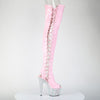 BEJEWELED-3052HG-7 Plateau Overknee Stiefel Rosa Glitzer Holo Strass von Pleaser – Ansicht 5