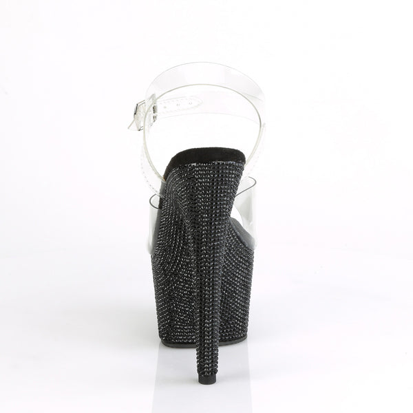 BEJEWELED-708DM Plateau Sandaletten Schwarz/Transparent von Pleaser – Ansicht 4