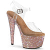 BEJEWELED-708MS Plateau High-Heel Sandaletten Braun Glitzer | Pleaser