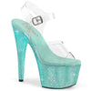 BEJEWELED-708RRS - Plateau High Heel Sandaletten - Türkis mit Strass | Pleaser