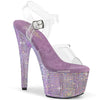 BEJEWELED-708RRS - Plateau High Heel Sandaletten - Lila mit Strass | Pleaser