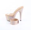 BEJEWELED-712RS Plateau Pantoletten Rose Gold | Pleaser