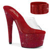 BEJEWELED-712RS Sandalette Plateauschuhe Rot Glitzer | Pleaser