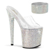 BEJEWELED-812RS Plateau Pantoletten Silber Glitzer | Pleaser