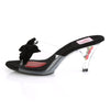 BELLE-301BOW Pantoletten Transparent/Schwarz | Pin Up Couture