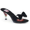 BELLE-301BOW Pantoletten Transparent/Schwarz | Pin Up Couture
