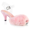 BELLE-308FUR Plateau Peeptoe Sandaletten Rosa mit Fell von Fabulicious