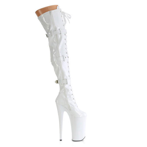 BEYOND-3028 - Plateau Overknee Stiefel - Weiß Lack von Pleaser – Ansicht 5