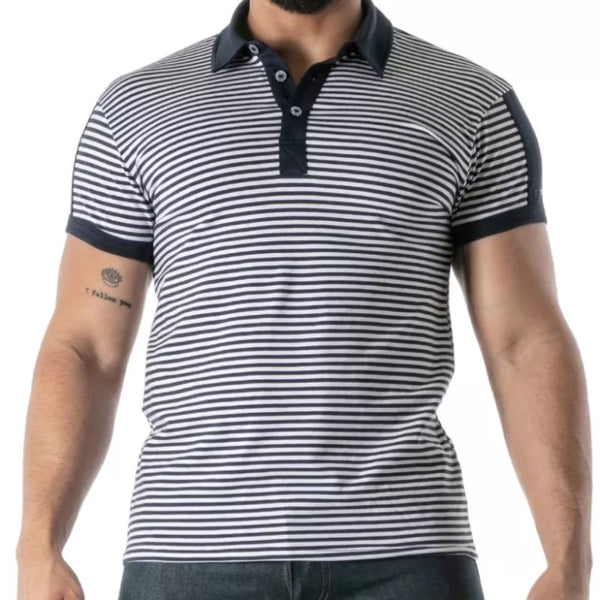 Schwarzes Sailor Stripes-Poloshirt von TOF Paris