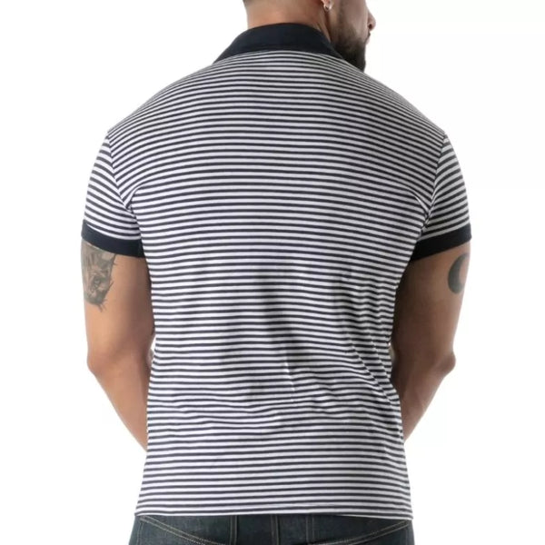 Schwarzes Sailor Stripes-Poloshirt von TOF Paris – Ansicht 4