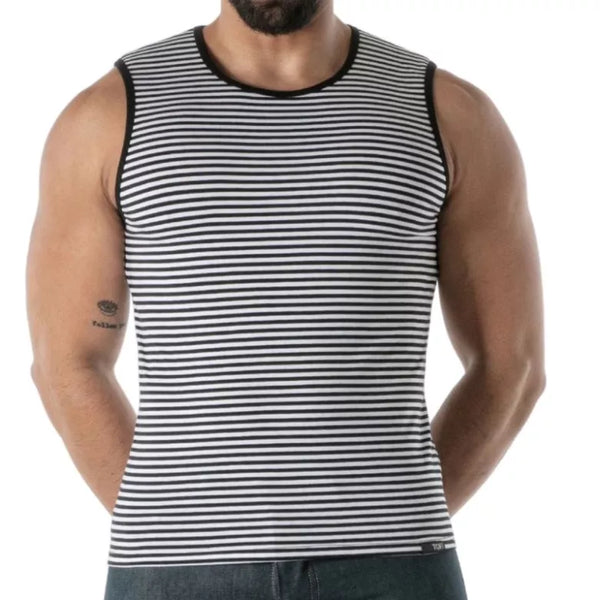 Schwarzes Sailor Stripe Tank Top im maritimen Designer Look von TOF Paris