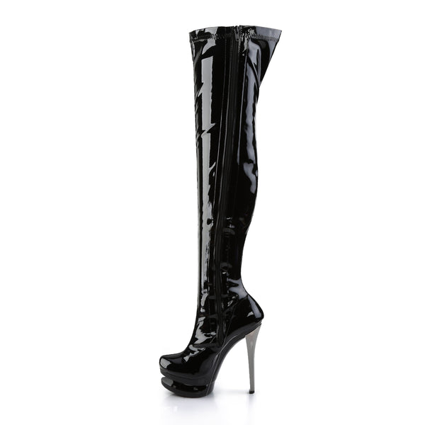 BLONDIE-3000 Plateau Overknee Stiefel Schwarz Lack von Pleaser – Ansicht 3