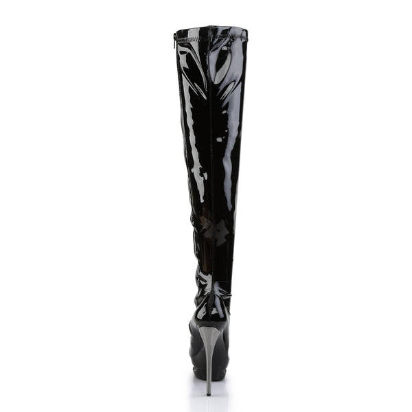 BLONDIE-3000 Plateau Overknee Stiefel Schwarz Lack von Pleaser – Ansicht 4